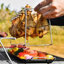 1 Set (2pcs) Fordable Stainless Steel Bbq Grill & Griddle Combo - Bạc - Xem 2