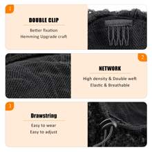 Black Short Wavy Curly Ponytail Wig, Drawstring Design, Synthetic Fiber Material, Fluffy Curly, Suitable For African Women - Black - View 2