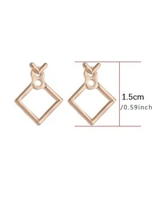 1 đôi Hình kim cương Bông tai stud - Vàng - Xem 2