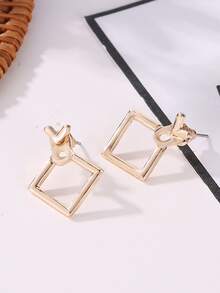 1 đôi Hình kim cương Bông tai stud - Vàng - Xem 4