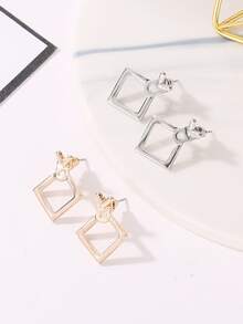 1 đôi Hình kim cương Bông tai stud - Vàng - Xem 3