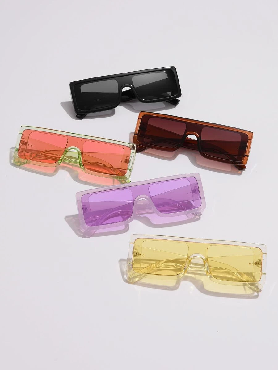 5pcs/Set Women's Y2k Style Square Eyeglasses In Various Colors For Daily And Vacation Use - Black - View 1