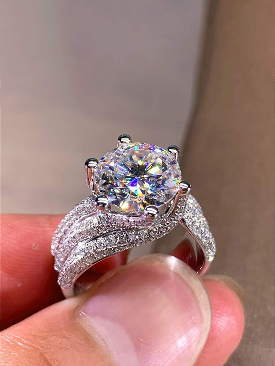 Fashionable And Delicate 925 Sterling Silver Round Ring, Women's Anniversary Gift, Birthday Gift Wedding Engagement Bridal Jewelry - 3.0 CARAT - View 1