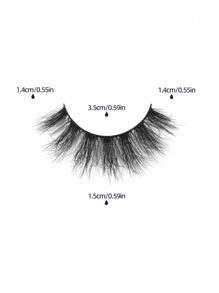 Happy Butterfly 對/套自然風格人造睫毛，捲曲人造水貂睫毛，手工交叉濃密捲曲睫毛 - 黑色 - 查看 8