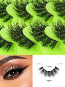 Happy Butterfly 對/套自然風格人造睫毛，捲曲人造水貂睫毛，手工交叉濃密捲曲睫毛 - 黑色 - 查看 6