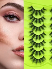 Happy Butterfly 對/套自然風格人造睫毛，捲曲人造水貂睫毛，手工交叉濃密捲曲睫毛 - 黑色 - 查看 1