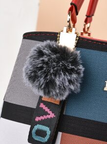 Neue Mode Damen-Handtasche mit Anhänger, Farbblock große Kapazität Tote für Muttertag Geschenk, Mehrfarben-Schultertasche für Frauen - Verschiedenfarbig - Übersicht 5