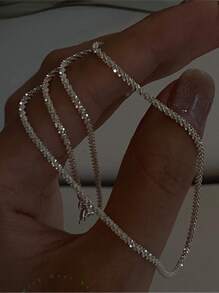 1pc Shimmering Silver Chain Necklace