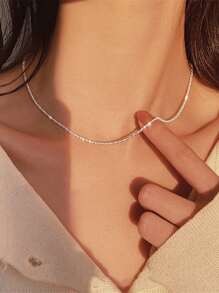 1pc Shimmering Silver Chain Necklace