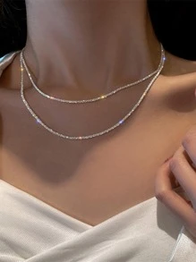 1pc Shimmering Silver Chain Necklace