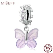 Miseff 1個純銀s925蝴蝶動物鏤空吊墜,適用於手鍊項鍊等製作,豪華女性diy珠寶禮物