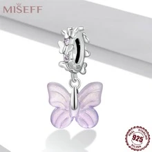 Miseff 1個純銀s925蝴蝶動物鏤空吊墜,適用於手鍊項鍊等製作,豪華女性diy珠寶禮物