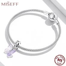 Miseff 1個純銀s925蝴蝶動物鏤空吊墜,適用於手鍊項鍊等製作,豪華女性diy珠寶禮物