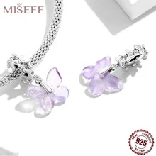 Miseff 1個純銀s925蝴蝶動物鏤空吊墜,適用於手鍊項鍊等製作,豪華女性diy珠寶禮物