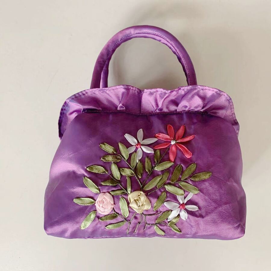Thêu Hoa Trang trí Quý cô Túi xách tay - Màu tím  Violet - Xem 1