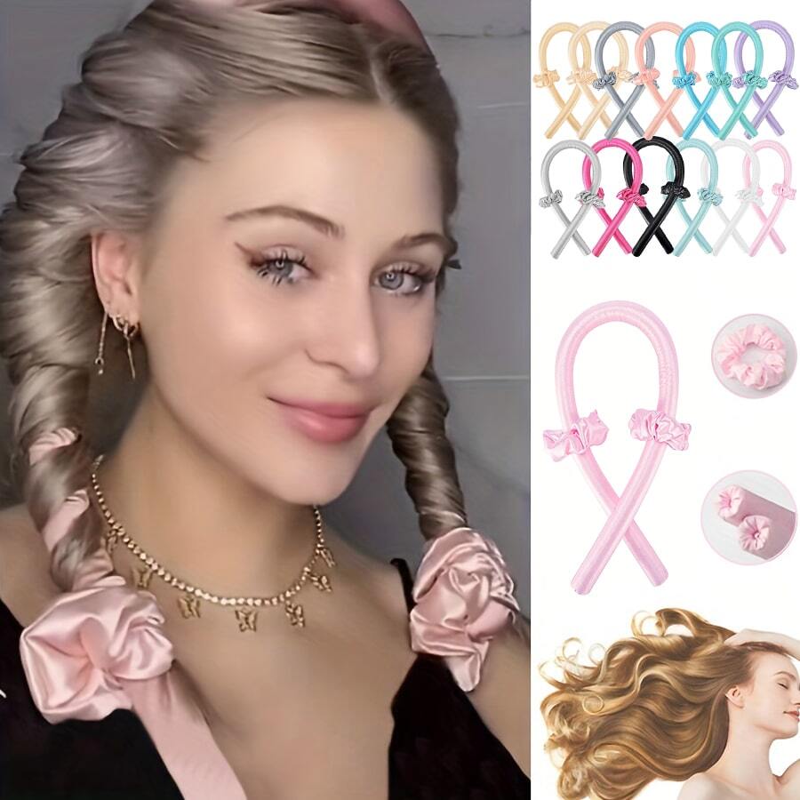 3 件套（卷发棒 + 2 个发圈）睡眠卷发棒发圈珍珠海绵大波浪卷发管，无热卷发器，送给女性的绝佳圣诞礼物，适合日常使用、房间、客厅、浴室装饰、圣诞节、万圣节、新年、情人节（多色可选）