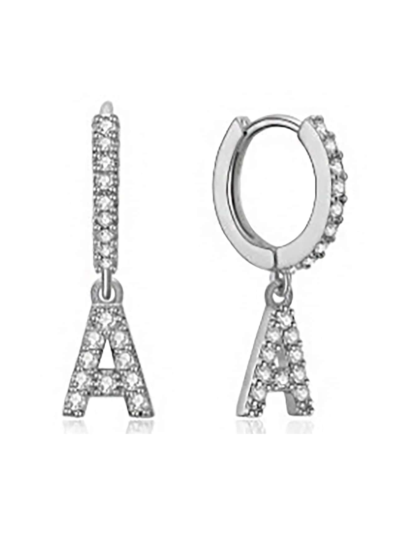 1pair European And American Simple Alphabet A-z Gold & Silver Color Earrings, Best Gift