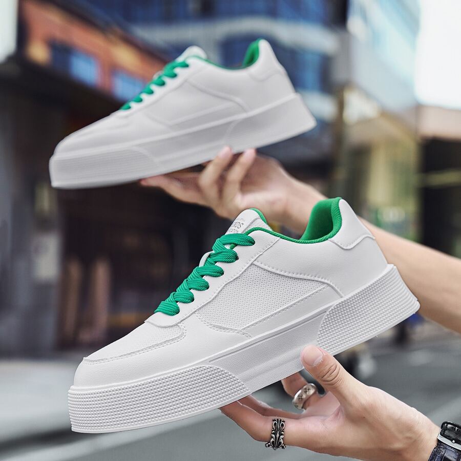 2023彈簧男士低幫運動鞋時尚透氣休閒運動鞋適用於青少年和學生,白色