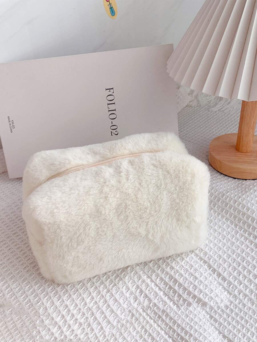 Fluffy Bag Travel Makeup Bag Women's Soft Plush Cosmetic Bag Fluffy