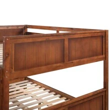 MERAX Full Over Full Bunk Bed With Twin Size Trundle - Walnut - View 8
