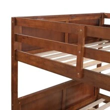 MERAX Full Over Full Bunk Bed With Twin Size Trundle - Walnut - View 10