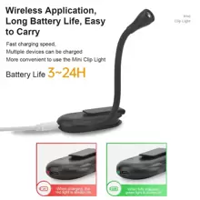 1入組LED①無線
②無鋼圈書燈帶3色,USB可充電,便攜可調節閱讀燈,可調光臺燈,床頭燈,書夾設計 - 彩色 - 查看 6