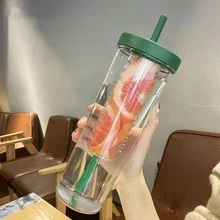 700ml Pp水瓶帶過濾吸管乾濕分離大容量塑膠瓶情侶杯耐衝擊便攜馬克杯