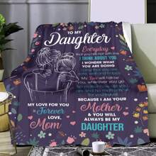 Purple Printed Letter Blanket For Daughter's Couch - Multicolor - View 1