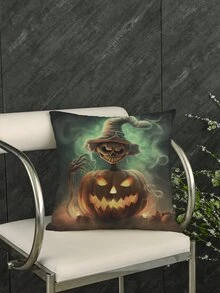 1pc Halloween Pumpkin Printed Digital Printing Pillow Cover - Multicolor - View 5