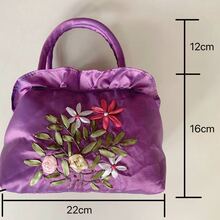 Thêu Hoa Trang trí Quý cô Túi xách tay - Màu tím  Violet - Xem 2