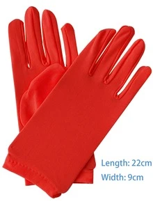 1 par Guantes rojo seda de leche spandex para uso diario - Rojo - Ver 2