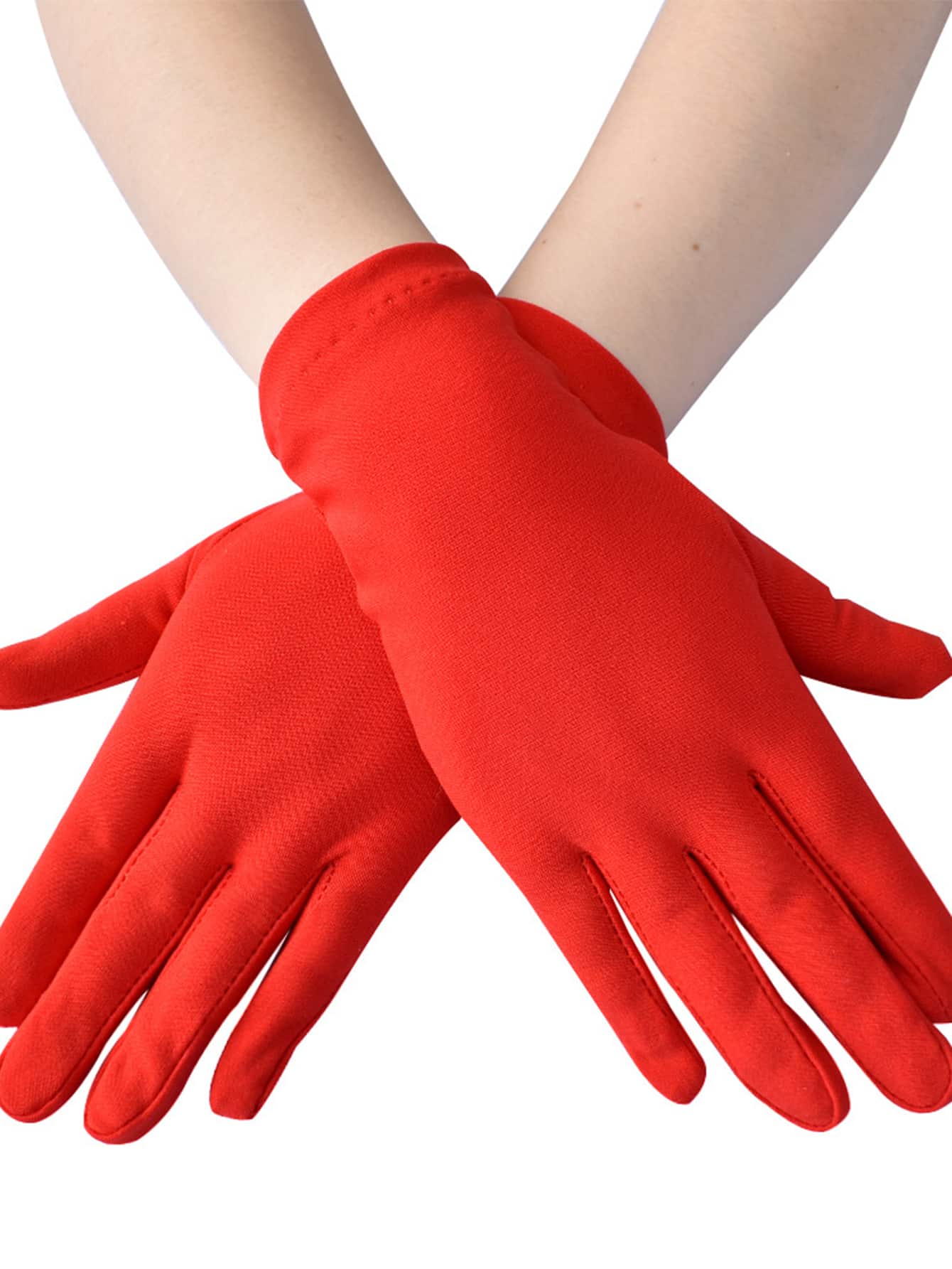 1 par Guantes rojo seda de leche spandex para uso diario - Rojo - Ver 1