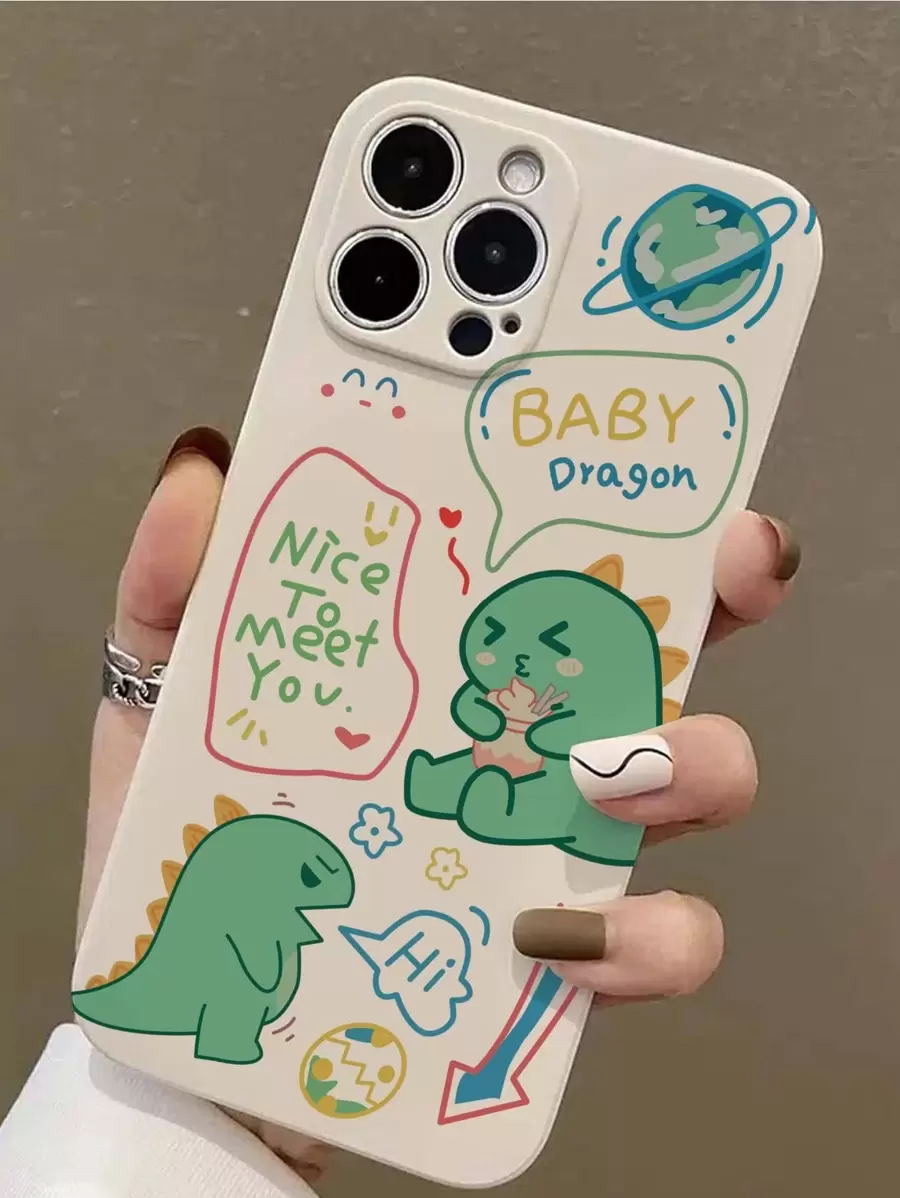 Cartoon Dinosaur Phone Case - White - View 1