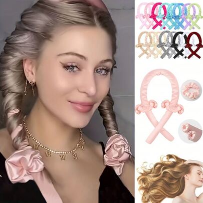 3pcs Set (Curling Iron + 2 Hair Scrunchies) Sleep Curling Iron Hair Scrunchies Pearl Sponge Big Wave Curler, Heatless Curling Tool, Great Christmas Gift For Women, Suitable For Daily Use, Room, Living Room, Bathroom Decor, Christmas, Halloween, New Year, Valentine's Day (Multi-Color Options), Curly Hair Rollers, Hair Curler, Heatless Curl, Heatless Curls, Hair Curlers, Rollers, Hair Curl, Rollers For Hair, Curly Hair Tools, Hair Rollers, Hair Roller, Curls Diffuser, Barber, Barber Accessories, Barbershop, Hairdressing Equipment