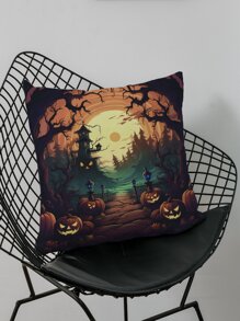 1pc Halloween Pumpkin Digital Print Pillowcase Cover - Multicolor - View 4
