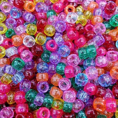 100PCS pony beads are used for hair Macaron plastic process perforating beads, bulk rainbow hair beads, DIY bracelet necklace jewelry making supplies(mixed color)