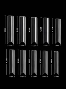 240pcs/Box C Curve Extra Long Clear Pipe False Nails Press On Nails Nail Supplies - Clear - View 3