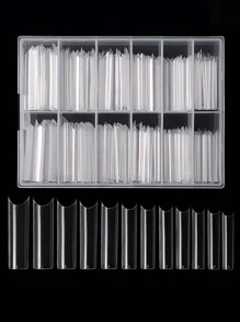 240pcs/Box C Curve Extra Long Clear Pipe False Nails Press On Nails Nail Supplies - Clear - View 6