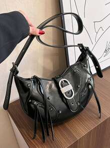 1pc Fashionable Armpit Bag With Rivet Decoration