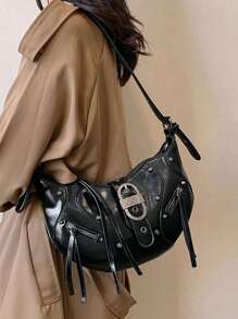 1pc Fashionable Armpit Bag With Rivet Decoration