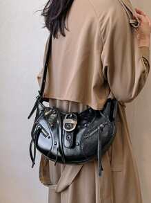 1pc Fashionable Armpit Bag With Rivet Decoration