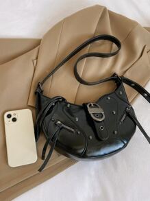1pc Fashionable Armpit Bag With Rivet Decoration