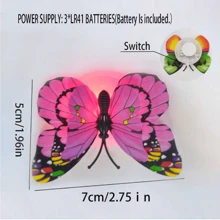 Papillon lumineux LED 3D stéréoscopique à deux couches ailes double, 2 pièces/6 pièces/9 pièces/18 pièces avec adhésif pour décoration murale/maison/festival de maison