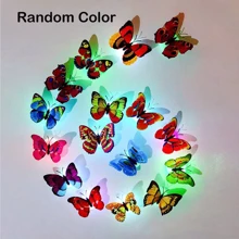 Papillon lumineux LED 3D stéréoscopique à deux couches ailes double, 2 pièces/6 pièces/9 pièces/18 pièces avec adhésif pour décoration murale/maison/festival de maison