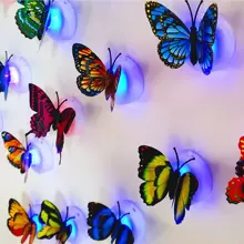 Papillon lumineux LED 3D stéréoscopique à deux couches ailes double, 2 pièces/6 pièces/9 pièces/18 pièces avec adhésif pour décoration murale/maison/festival de maison