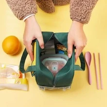 1pc Green Portable Insulated Lunch Box Bag For Outdoor Activities - Green - View 4