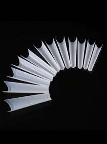 C Curve Extra Long Màu Tự Nhiên Denim Sai Đầu Móng Tay, 100 Cái/hộp Ấn Vào Móng Tay Đồ Dùng Làm Móng - Màu be - Xem 4