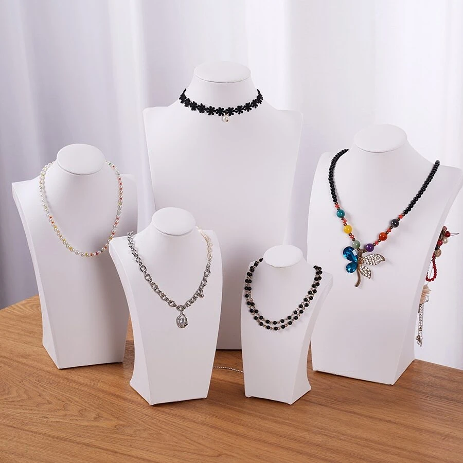 1pc Necklace Display Stand Jewelry Neck Model Rack, Mannequin Neck Forms Show Stand, Retail Store Prop - White - View 1