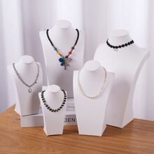 1pc Necklace Display Stand Jewelry Neck Model Rack, Mannequin Neck Forms Show Stand, Retail Store Prop - White - View 2