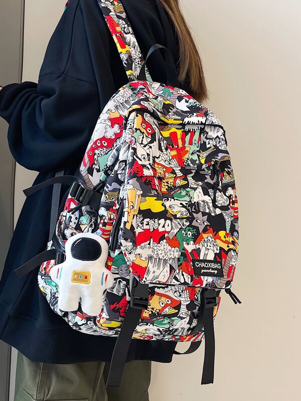 Large Capacity Multi-Compartment Nylon Backpack With Zipper, Classic Design, Dual Shoulder Straps And Handles, Suitable For Daily Use, With Free Pendant Included School Backpack Bag Leisure Print Hiking Student Large Capacity Multi-Functional Portable Vacation Funny Gifts Travel Christmas Holiday Thanksgiving Gifts Side Bag School Bag Summer Back To School Beach Bag Laptop Case The Sporty Life Summer Bag Spring Break Bag Pack Backpacks Travel Must Haves Large Bag School Supplies, School Supplies, School Backpack, Backpack For School, Back To School Backpack, School Bookbag, Big Backpack, Backpack School, Back To School Bags, Lightweight, Suitable For Teen Girls Women College Students, Perfect For Back To School, First Day Of School, College, Middle School, High School